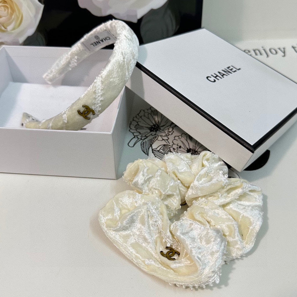 WHITE CREAM VELVET TWO-PIECE SET 412456