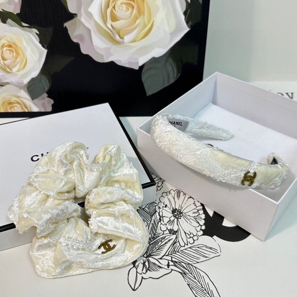 WHITE CREAM VELVET TWO-PIECE SET 412456