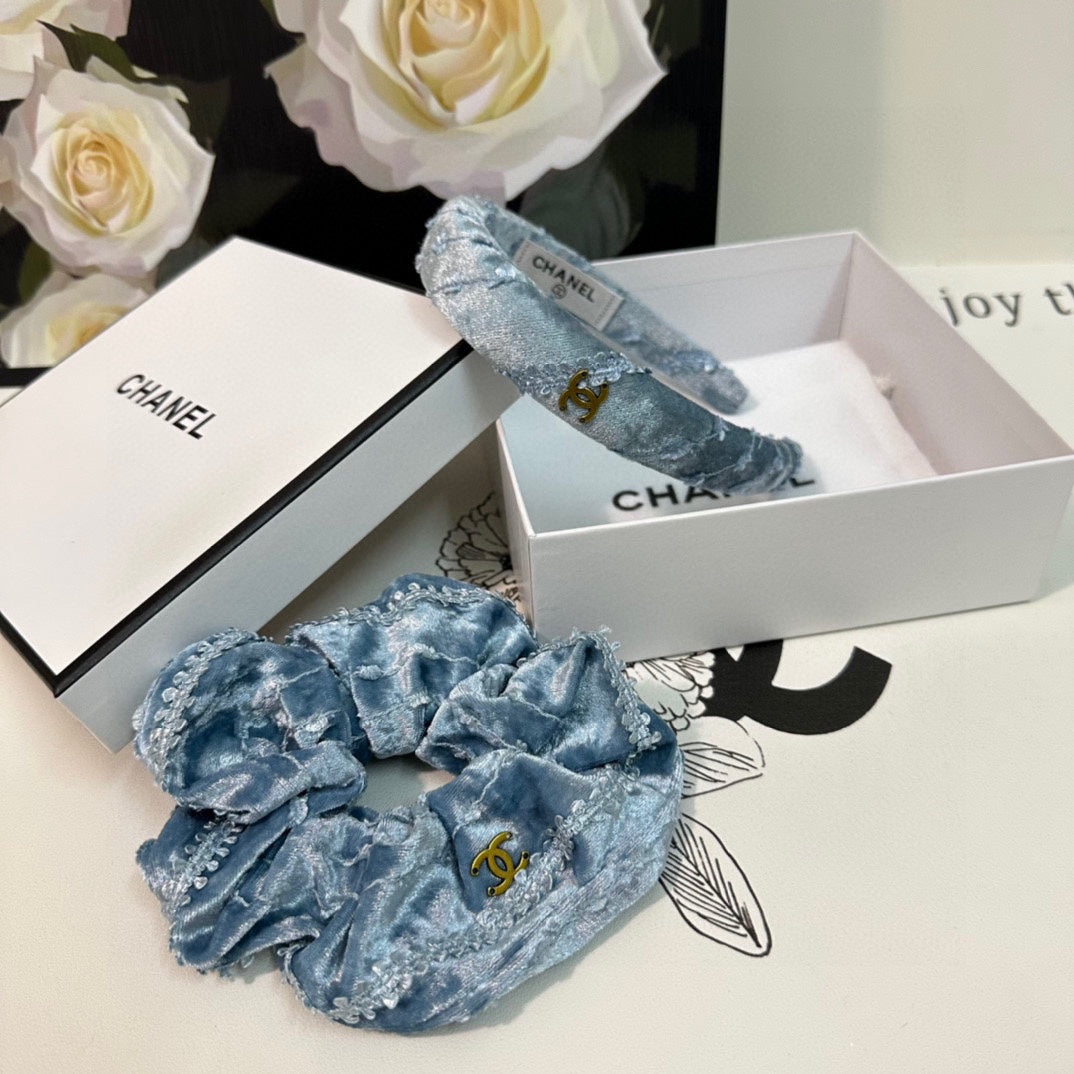 SKY BLUE VELVET TWO-PIECE SET 412457