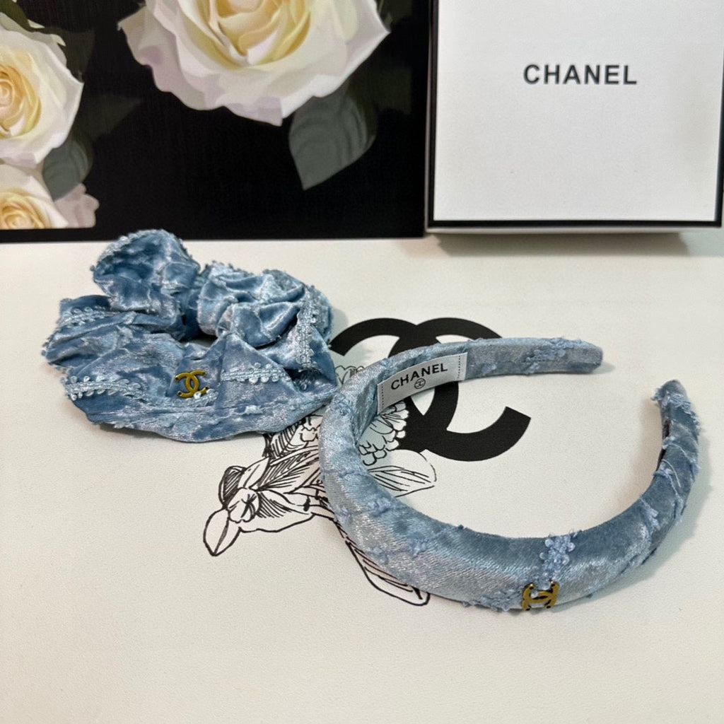 SKY BLUE VELVET TWO-PIECE SET 412457