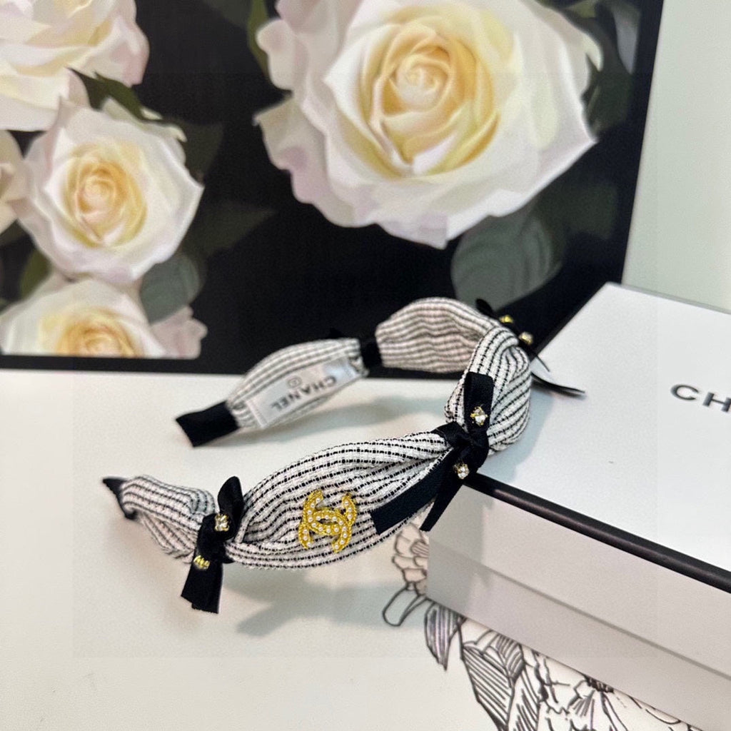 WHITE MIX BLACK FABRIC HAIRBAND 412462