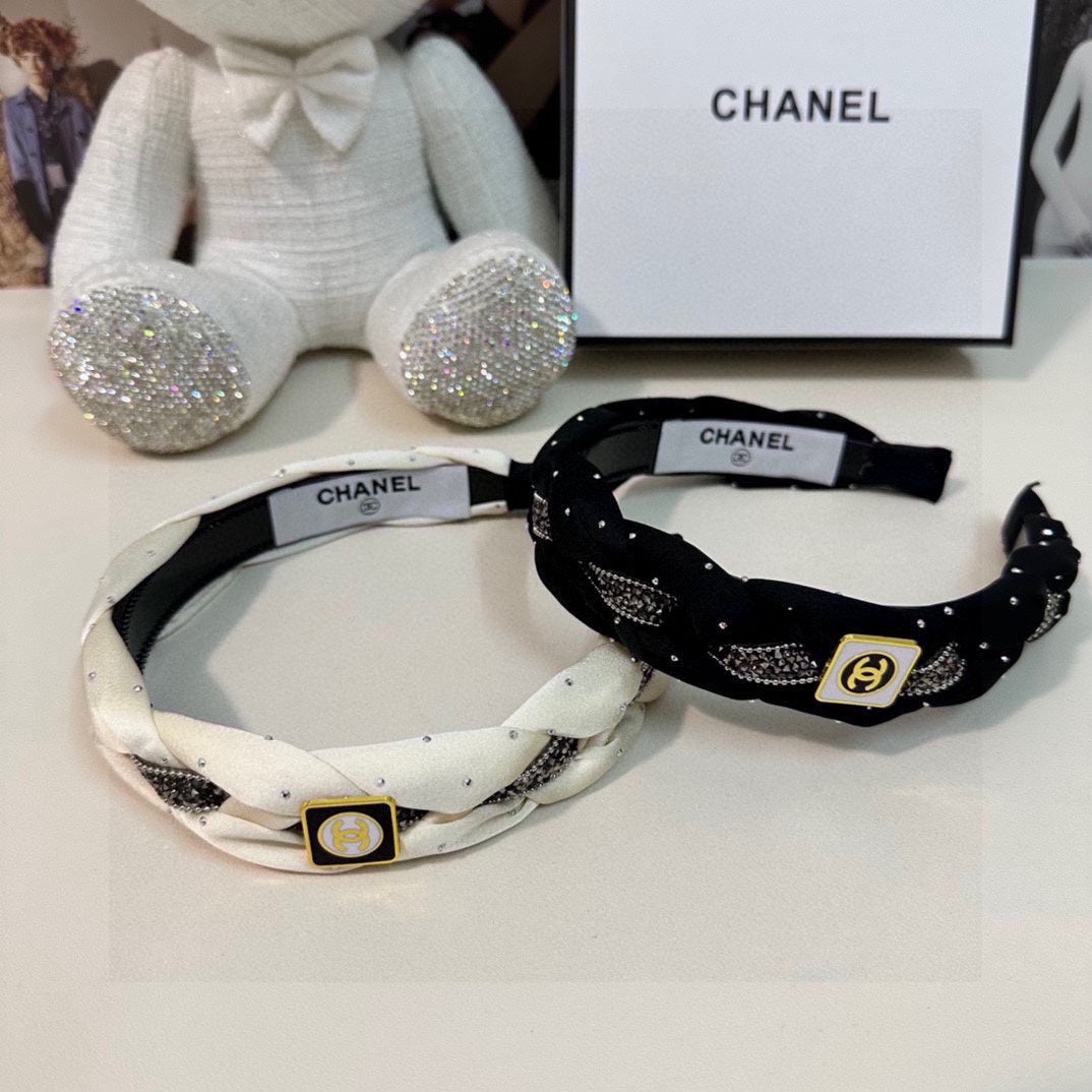 WHITE FABRIC HAIRBAND WITH CRYSTAL 412474