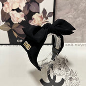BIG BOW HEADBAND IN BLACK COTTON 432821