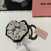 HAIR TIE IN BEIGE MIX BLACK SPANDEX FABRIC 432828