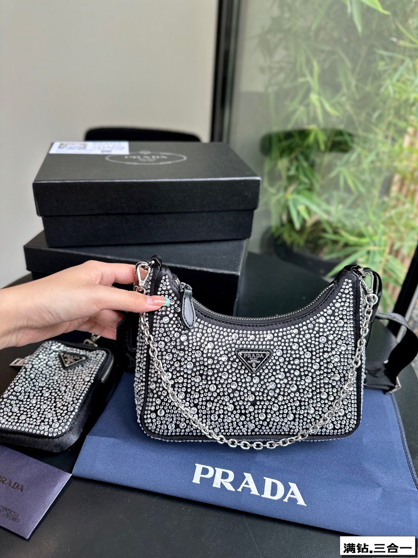 PRA 22 SATIN MINI-BAG WITH FULLY RHINSTONES