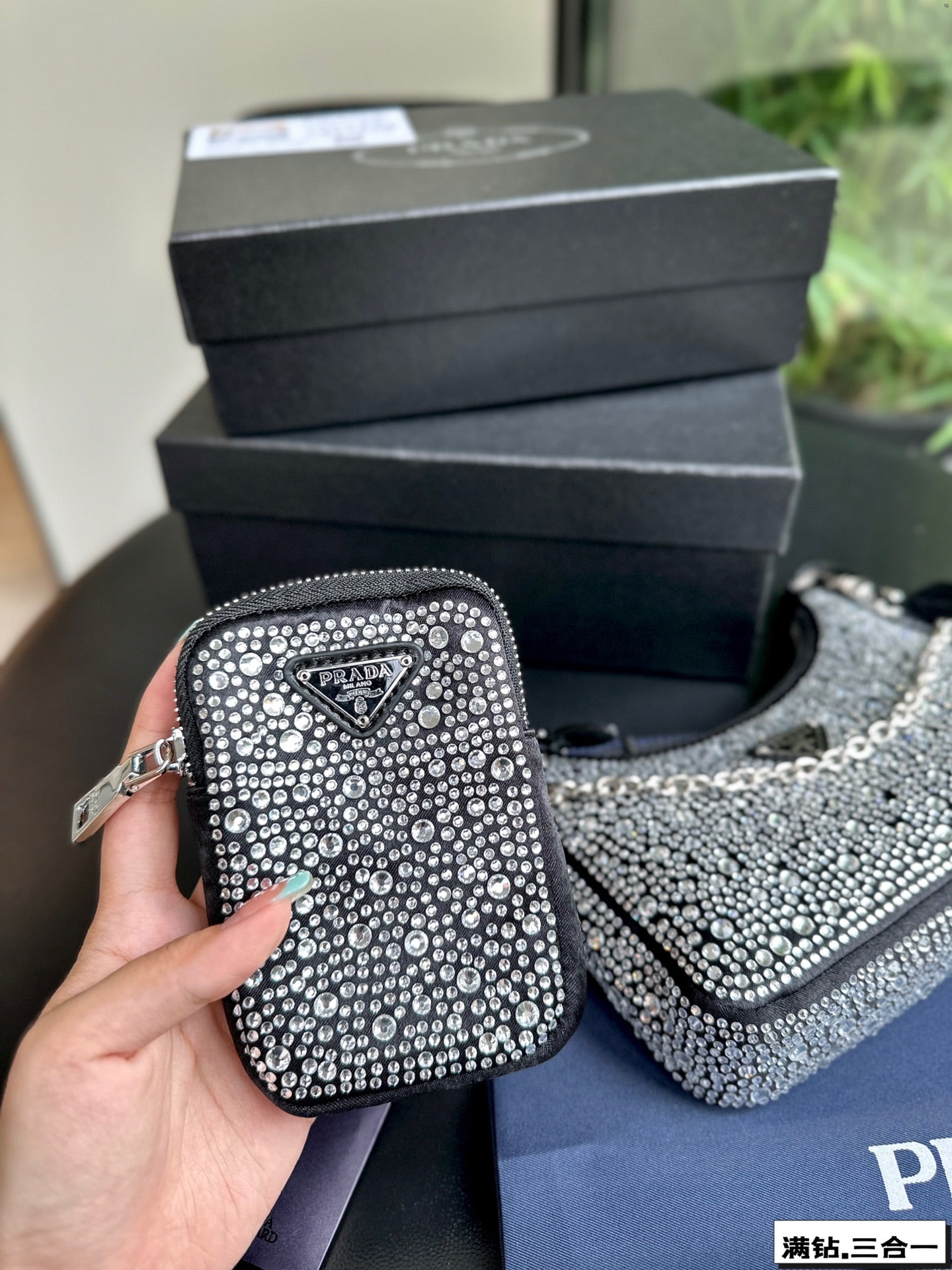 PRA 22 SATIN MINI-BAG WITH FULLY RHINSTONES