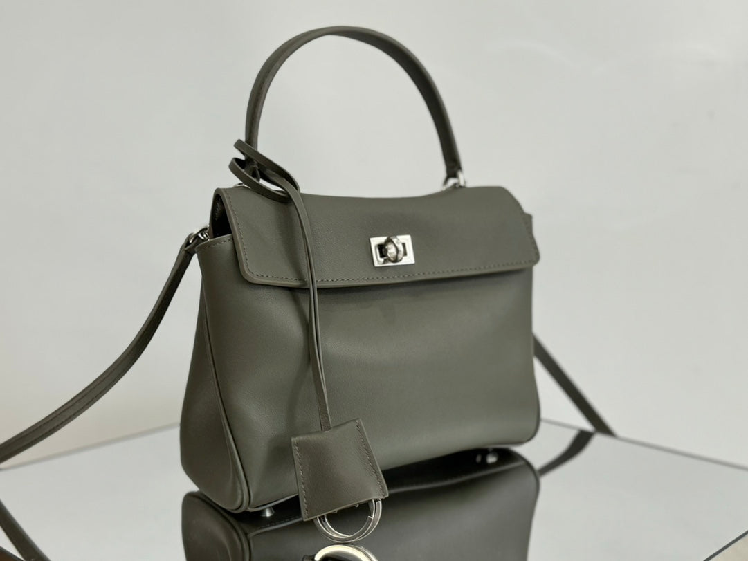 RODEO MINI BAG 22 IN KHAKI GREEN SMOOTH CALFSKIN SILVER HARDWARE