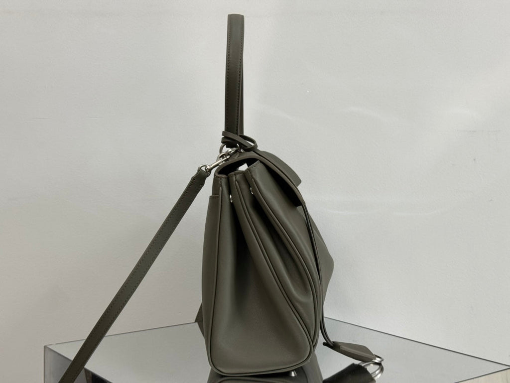 RODEO MEDIUM BAG 35 IN KHAKI GREEN SMOOTH CALFSKIN SILVER HARDWARE