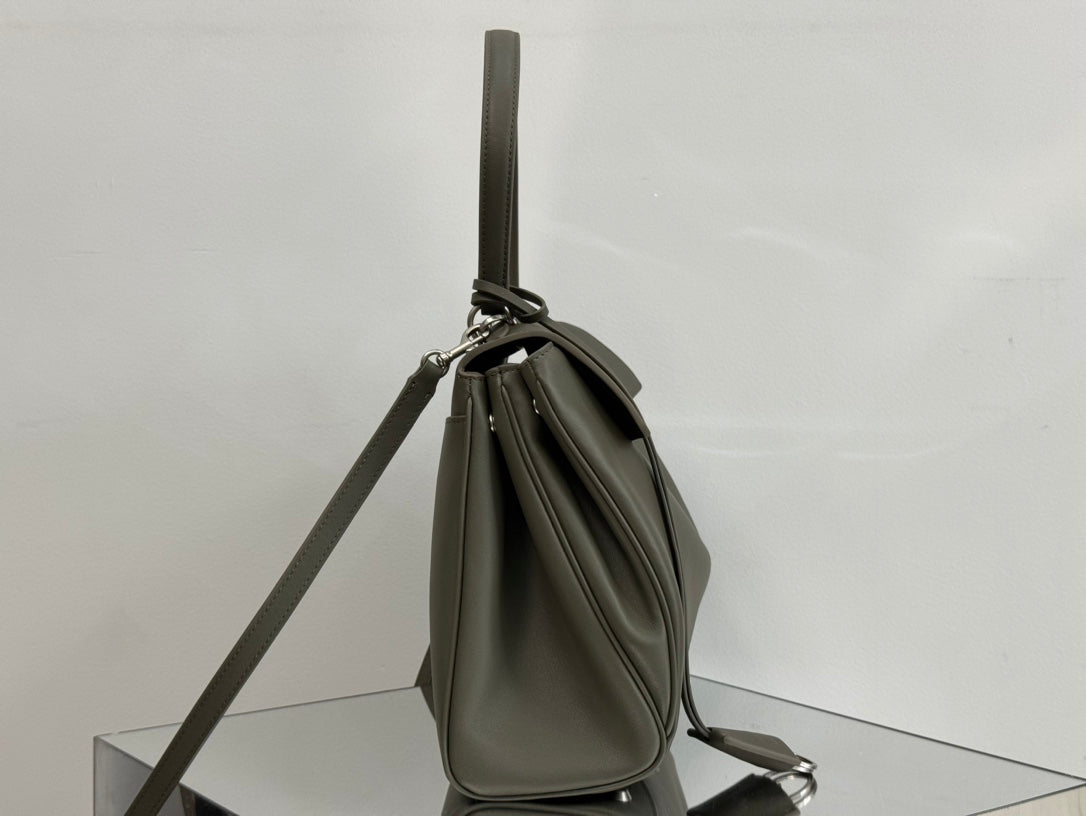 RODEO MEDIUM BAG 35 IN KHAKI GREEN SMOOTH CALFSKIN SILVER HARDWARE