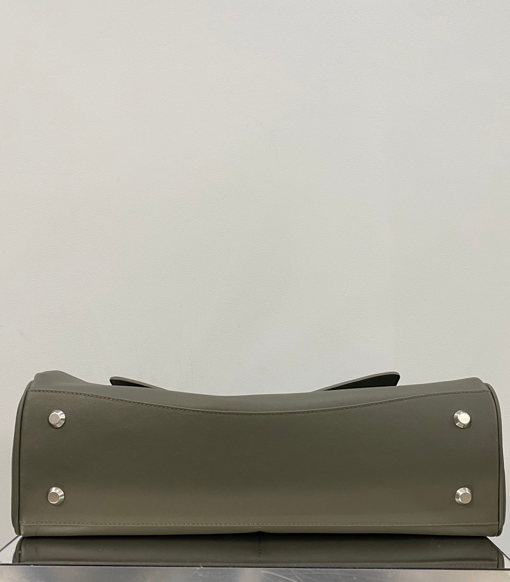 RODEO LARGE BAG 40 IN KHAKI GREEN SMOOTH CALFSKIN SILVER HARDWARE