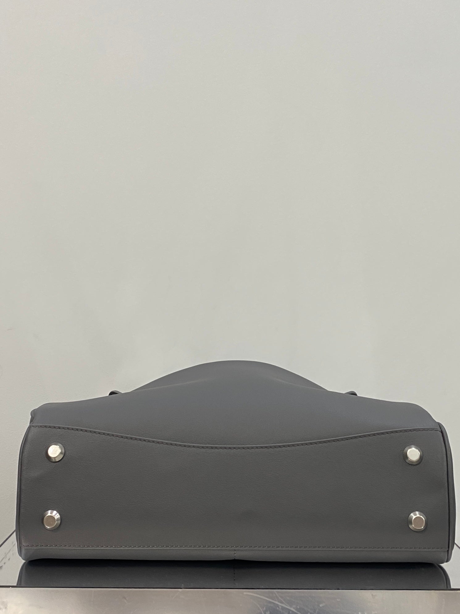 RODEO MEDIUM BAG 35 IN GREY SMOOTH CALFSKIN SILVER HARDWARE