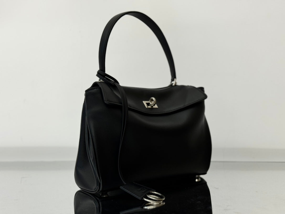 RODEO MINI BAG 22 IN BLACK SMOOTH CALFSKIN SILVER HARDWARE