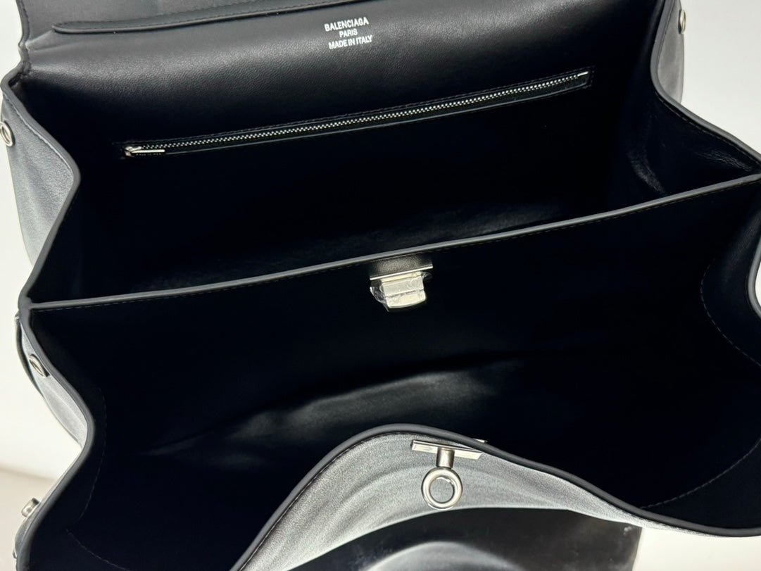 RODEO MEDIUM BAG 35 IN BLACK SMOOTH CALFSKIN SILVER HARDWARE