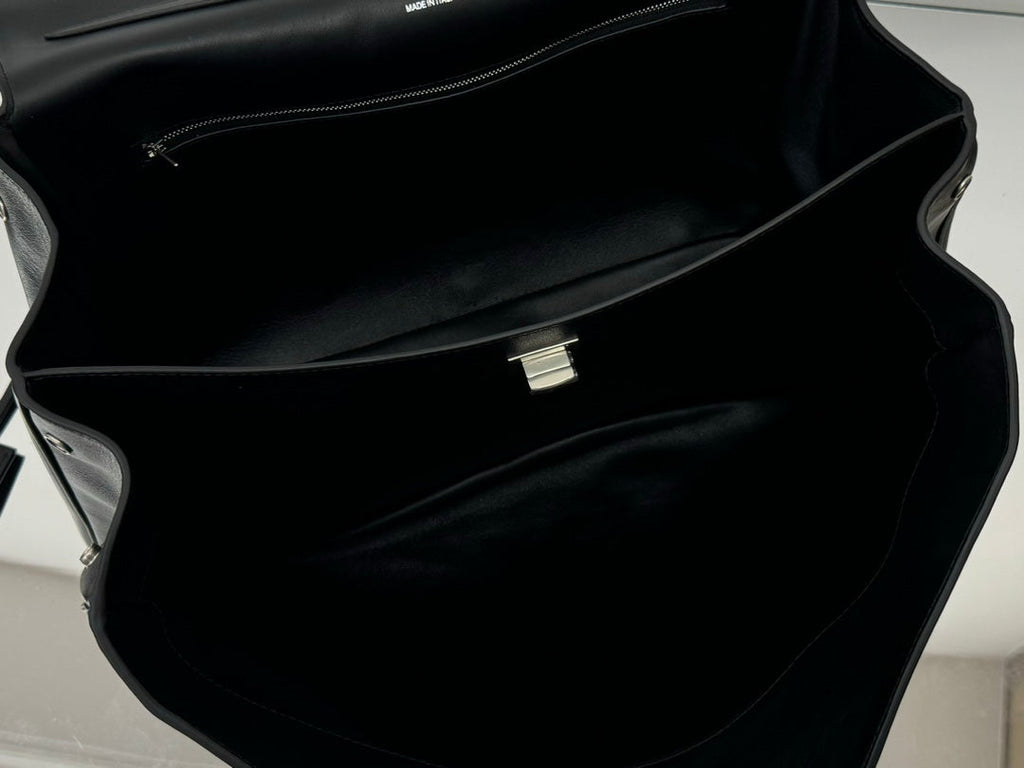 RODEO LARGE BAG 40 IN BLACK SMOOTH CALFSKIN SILVER HARDWARE