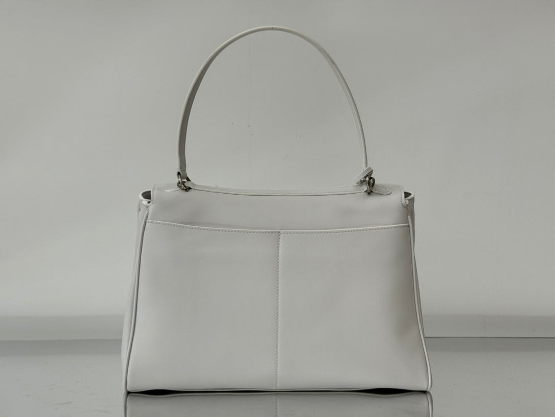 RODEO MEDIUM BAG 35 IN WHITE SMOOTH CALFSKIN SILVER HARDWARE
