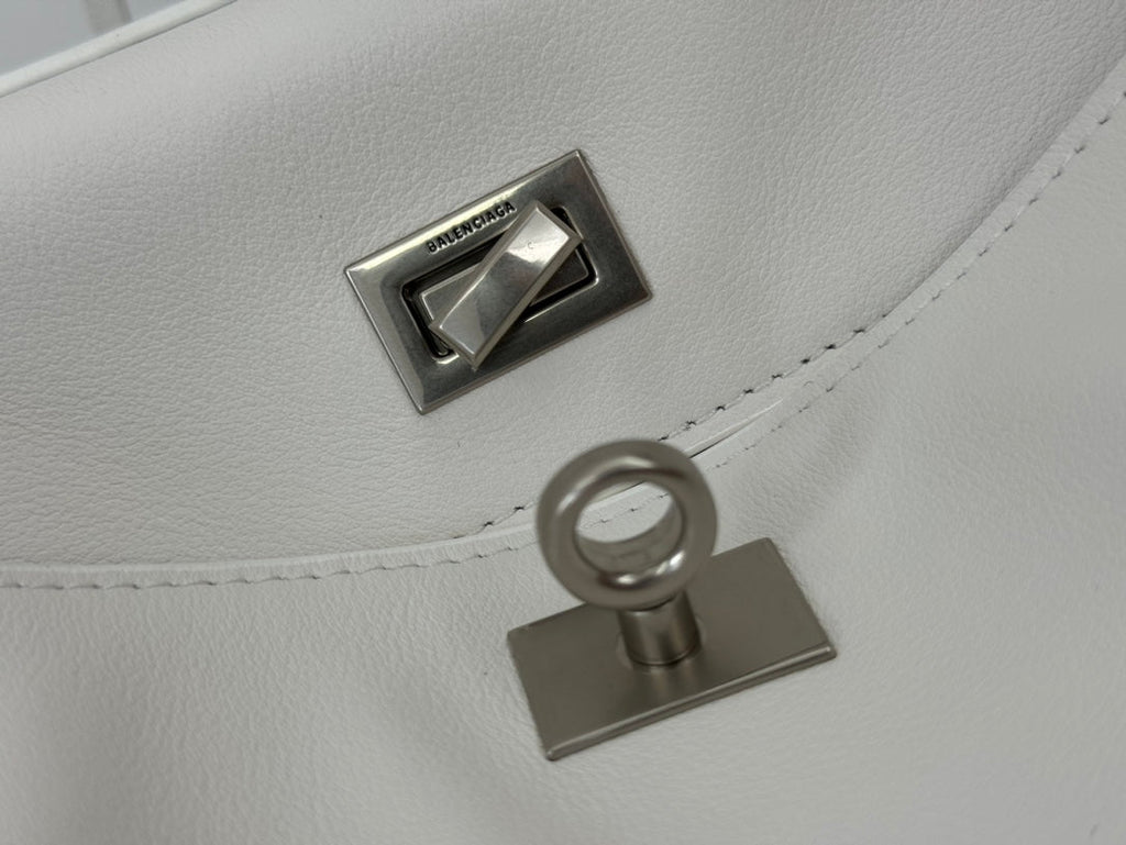 RODEO MEDIUM BAG 35 IN WHITE SMOOTH CALFSKIN SILVER HARDWARE