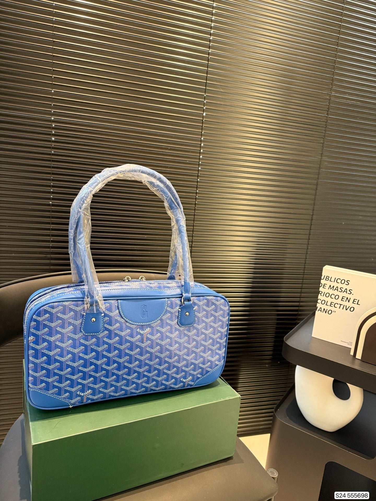 SAINT MARTIN BAG 35 IN BLUE GOYARDINE CANVAS AND CALFSKIN