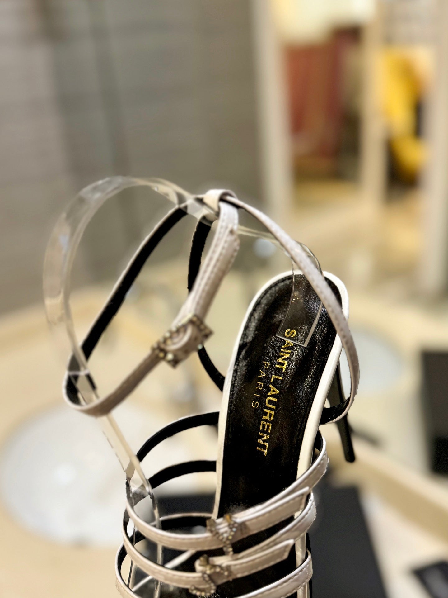 SL JERRY HEELED SANDALS WHITE SATIN