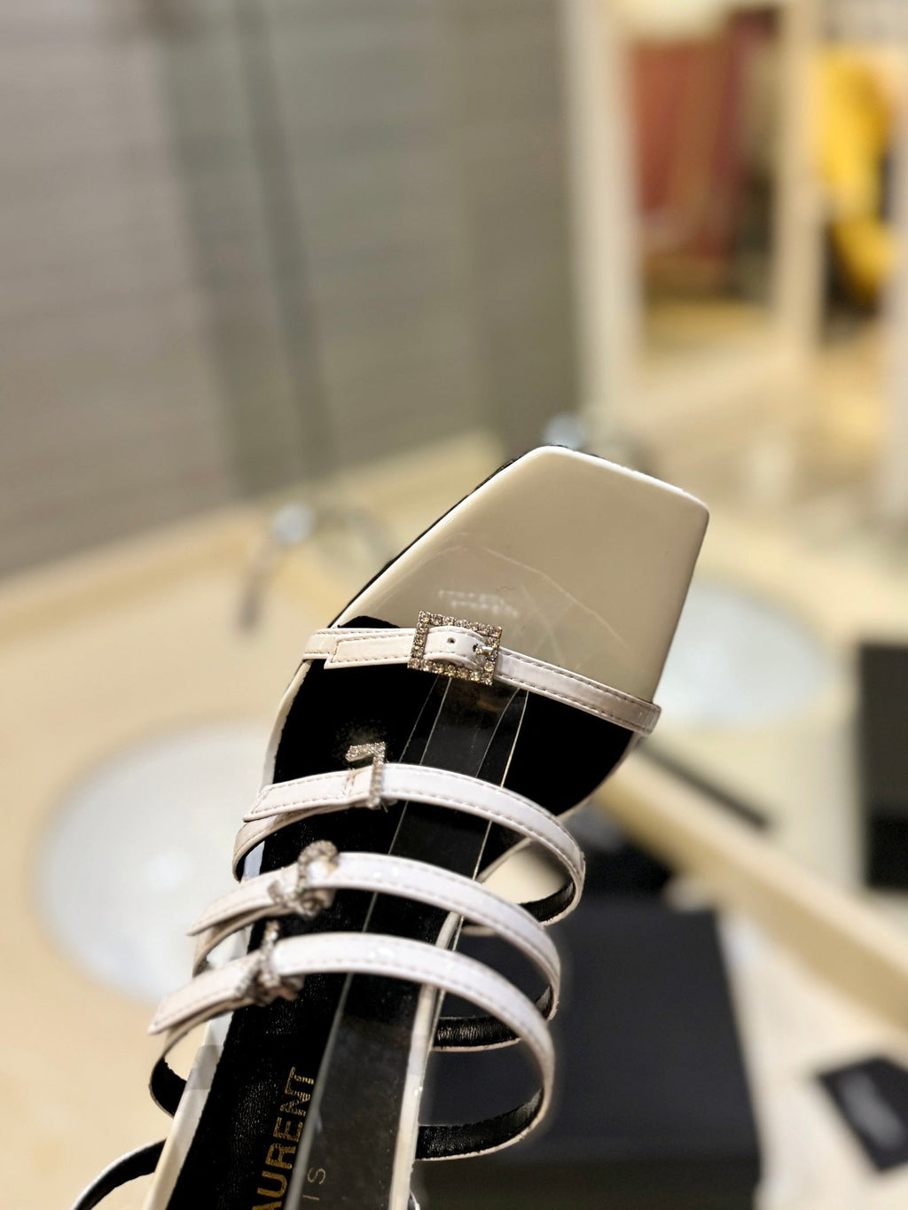 SL JERRY HEELED SANDALS WHITE SATIN