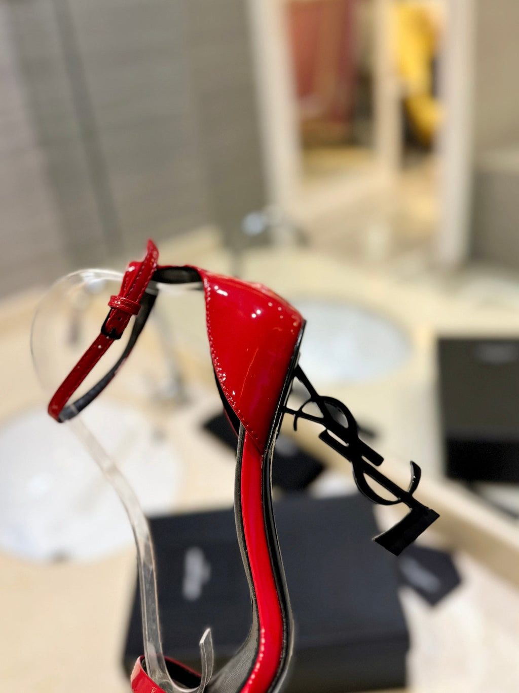 SL OPYUM SANDALS 105 RED POLISHED CALFSKIN