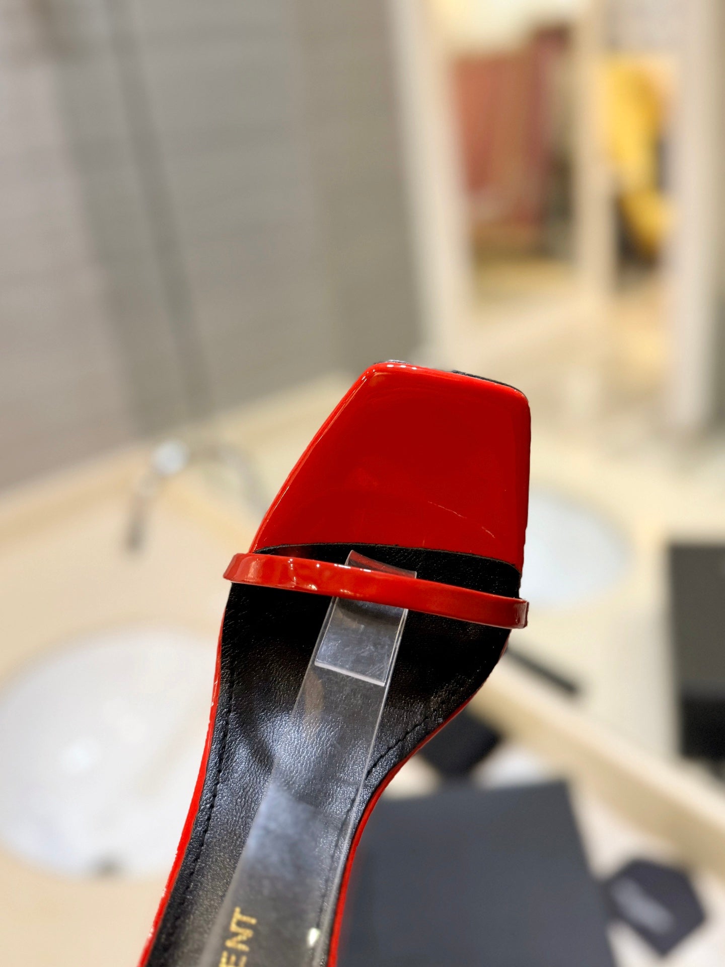 SL OPYUM SANDALS 105 RED POLISHED CALFSKIN