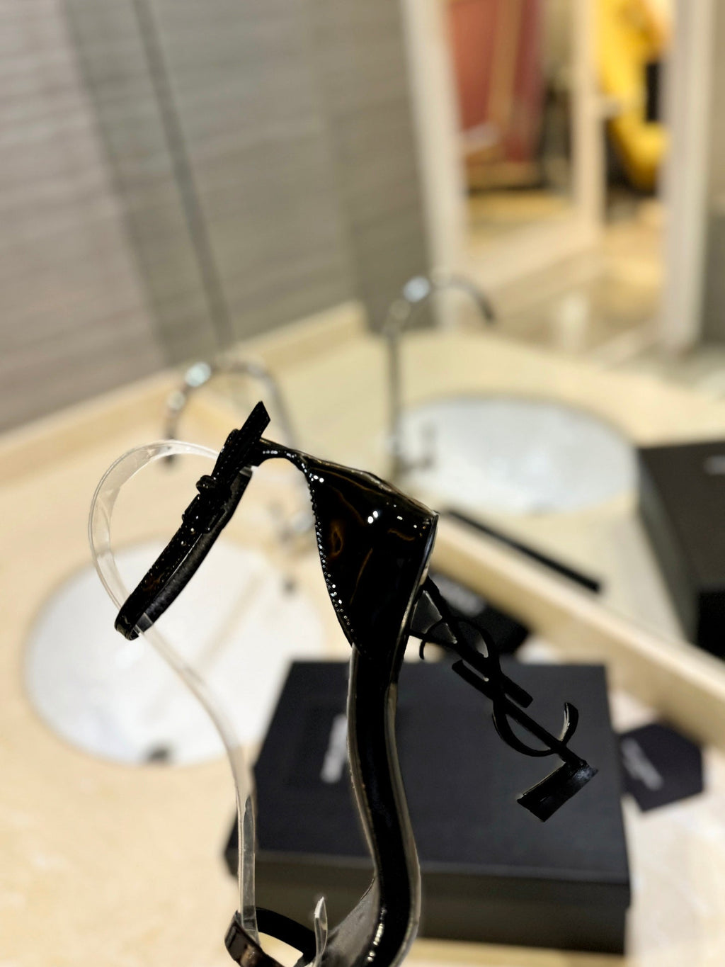 SL OPYUM SANDALS 105 BLACK CALFSKIN