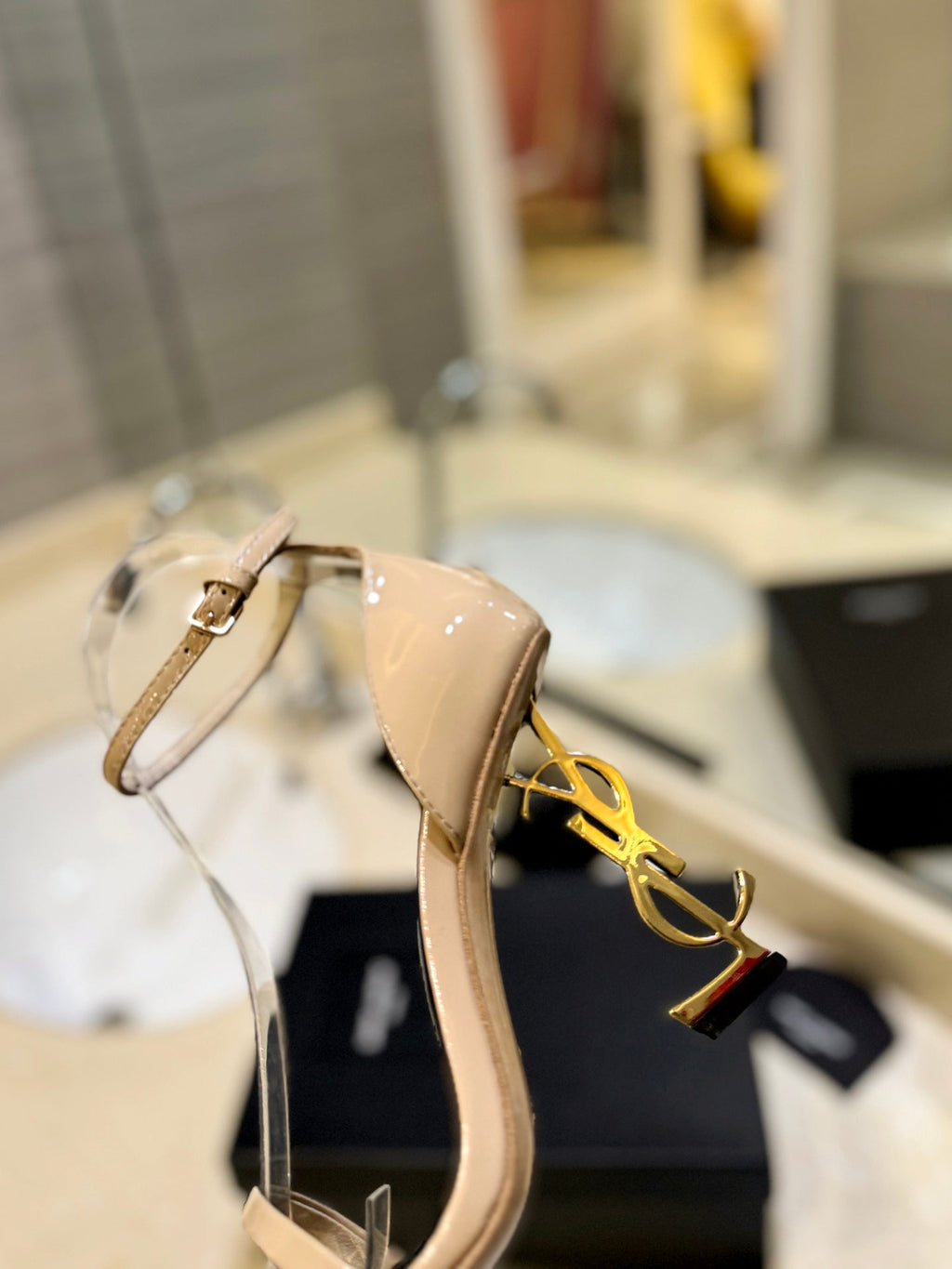 SL OPYUM SANDALS 105 CAMEL AND BLACK CALFSKIN