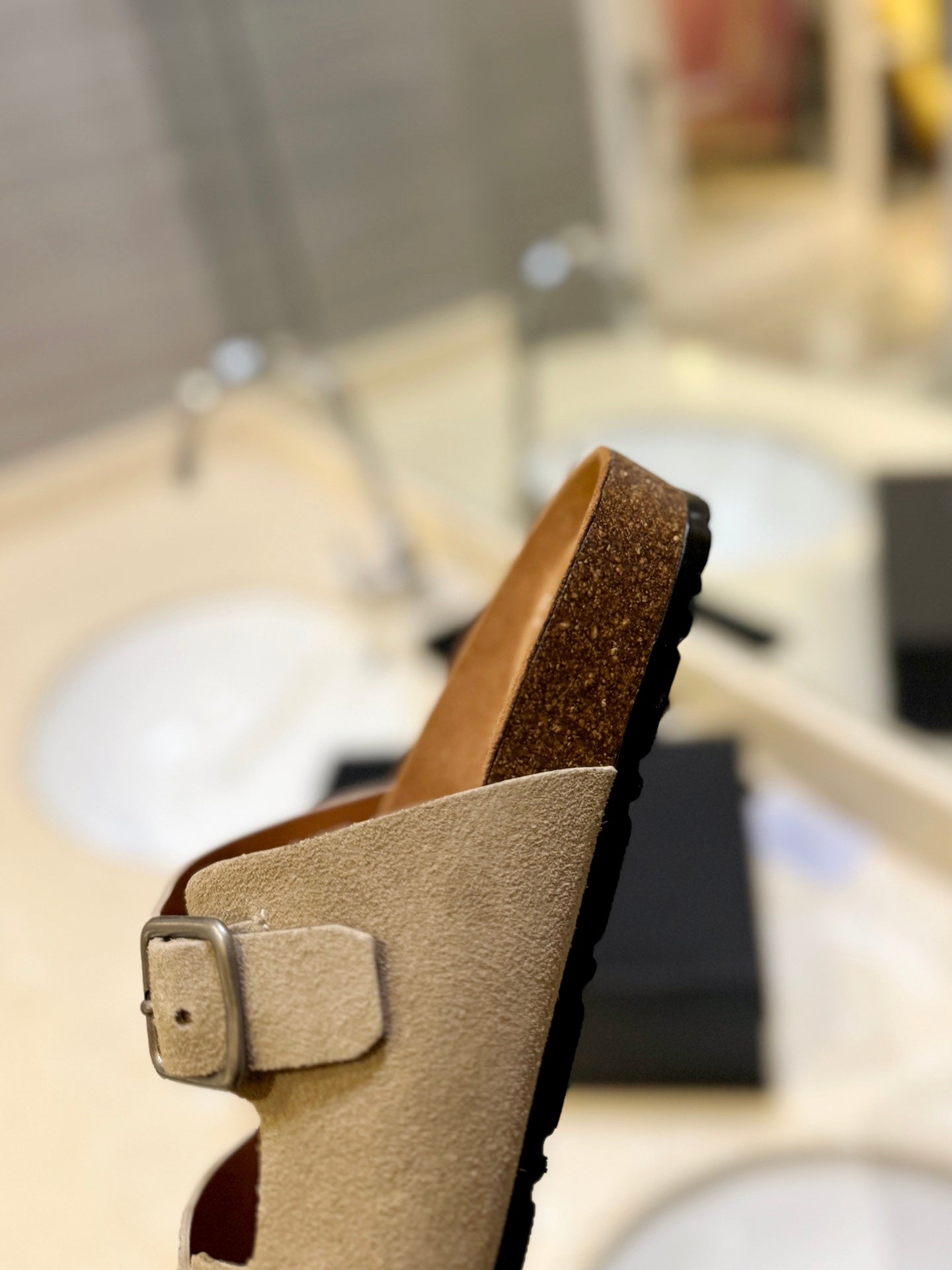 SL Flat Sandal Women Brown Beige Seude