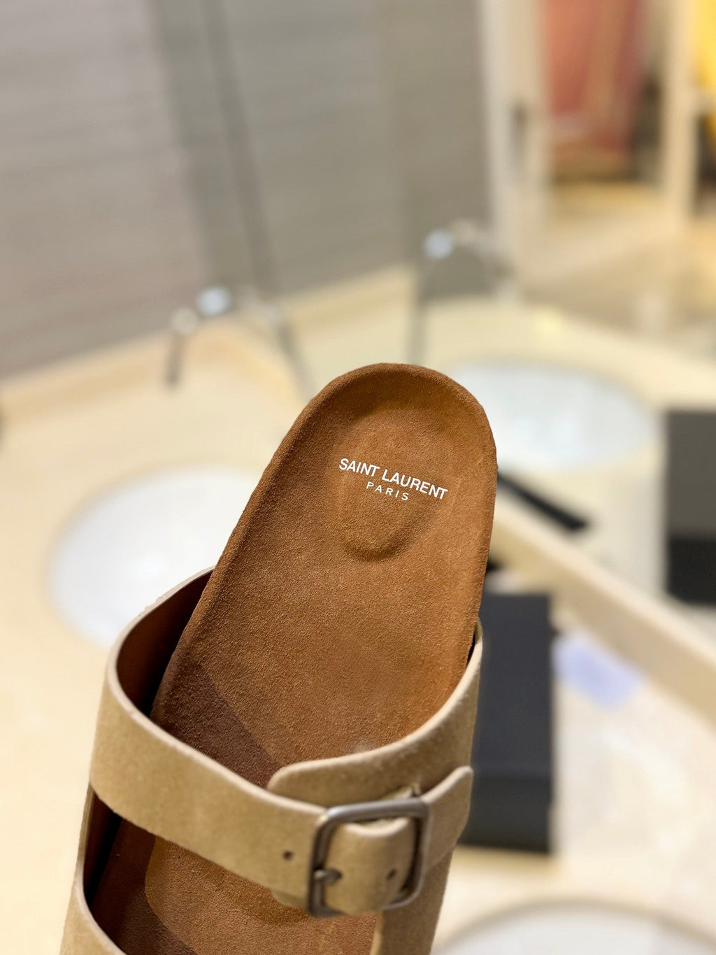 SL Flat Sandal Women Brown Beige Seude