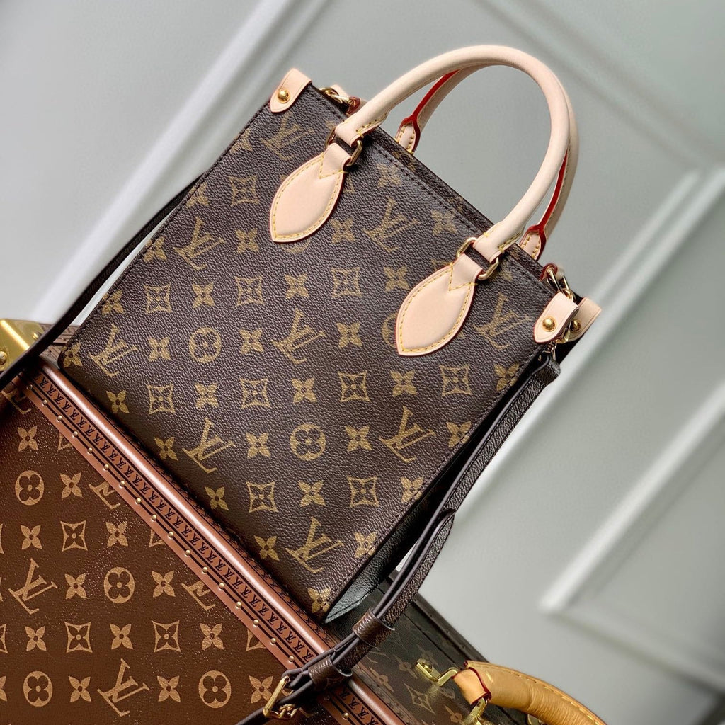 SAC PLAT 22 IN BROWN MONOGRAM COATED CANVAS AND CALFSKIN GOLD HARDWARE