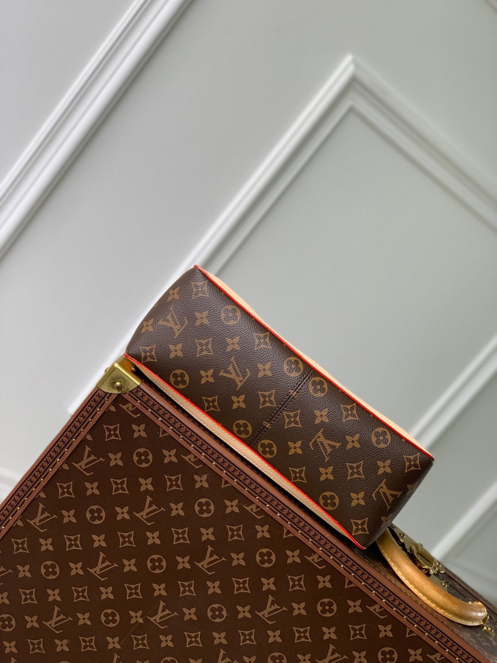 LV x TM DAUPHINE SOFT 28 IN BROWN MONOGRAM COATED CANVAS AND BLACK CALFSKIN