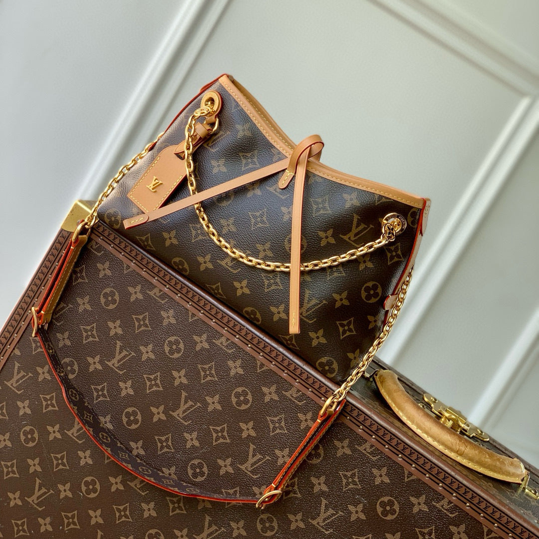 CARRYALL BB BAG 26 IN BROWN MONOGRAM COATED CANVAS AND CALFSKIN GOLD HARDWARE