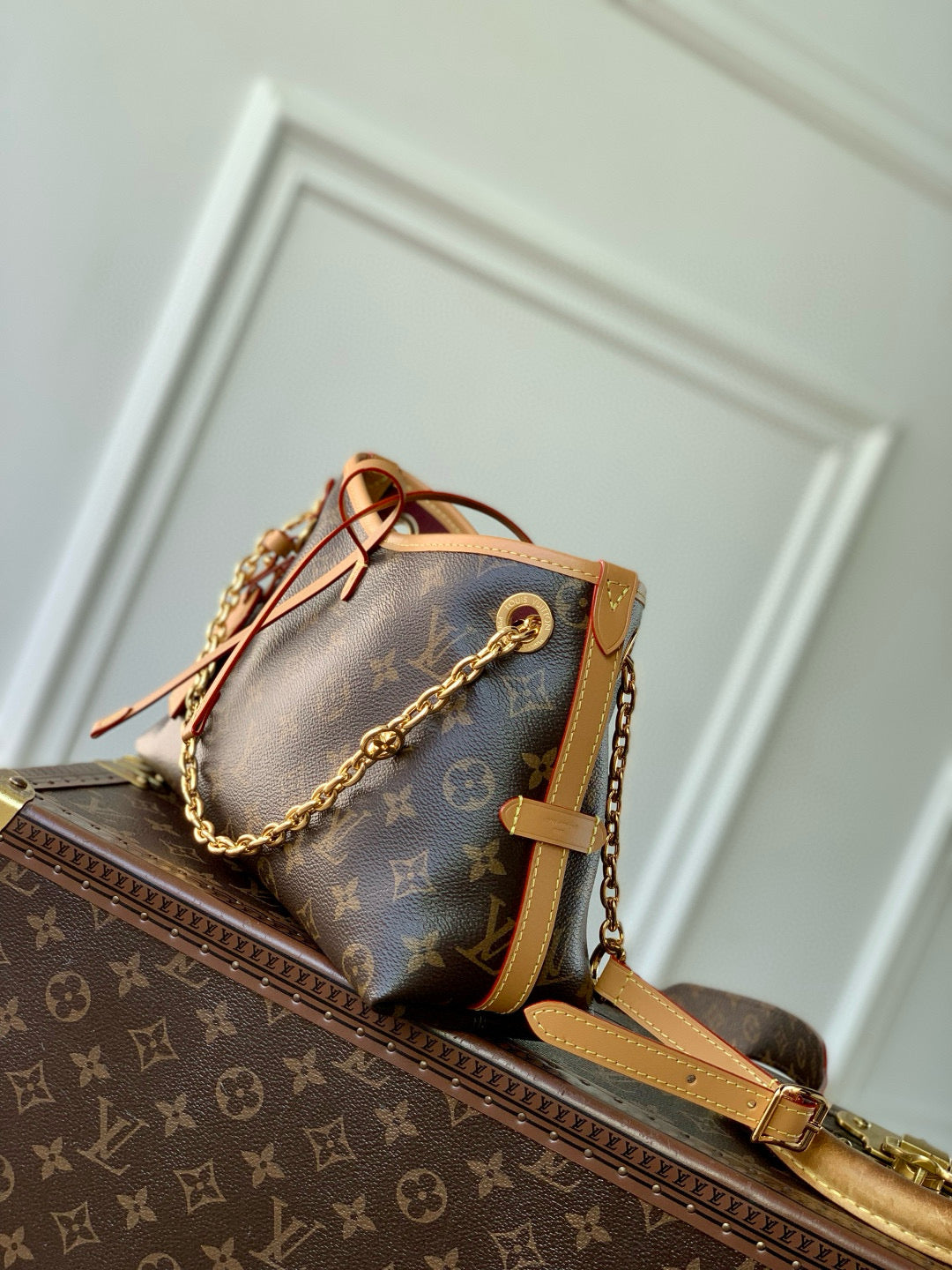 CARRYALL BB BAG 26 IN BROWN MONOGRAM COATED CANVAS AND CALFSKIN GOLD HARDWARE