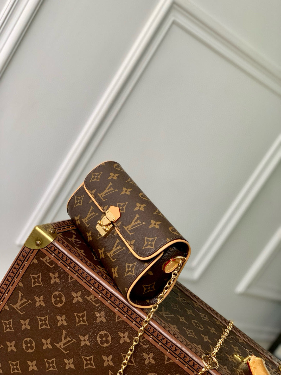 POCHETTE CAMILLE BAG 20 IN BROWN MONOGRAM COATED CANVAS