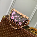 POCHETTE ACCESSOIRES 22 IN BROWN MONOGRAM CANVAS CHERRY BLOSSOM