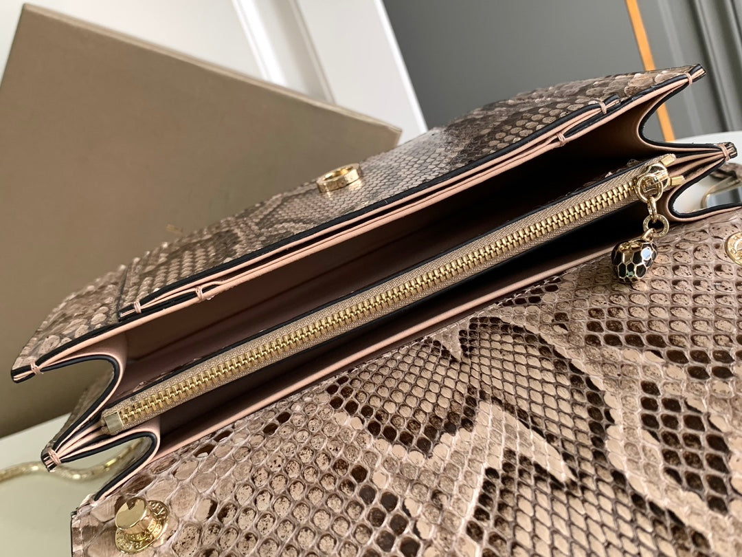 HANDBAG 25 IN GREY SHINY PYTHON LEATHER