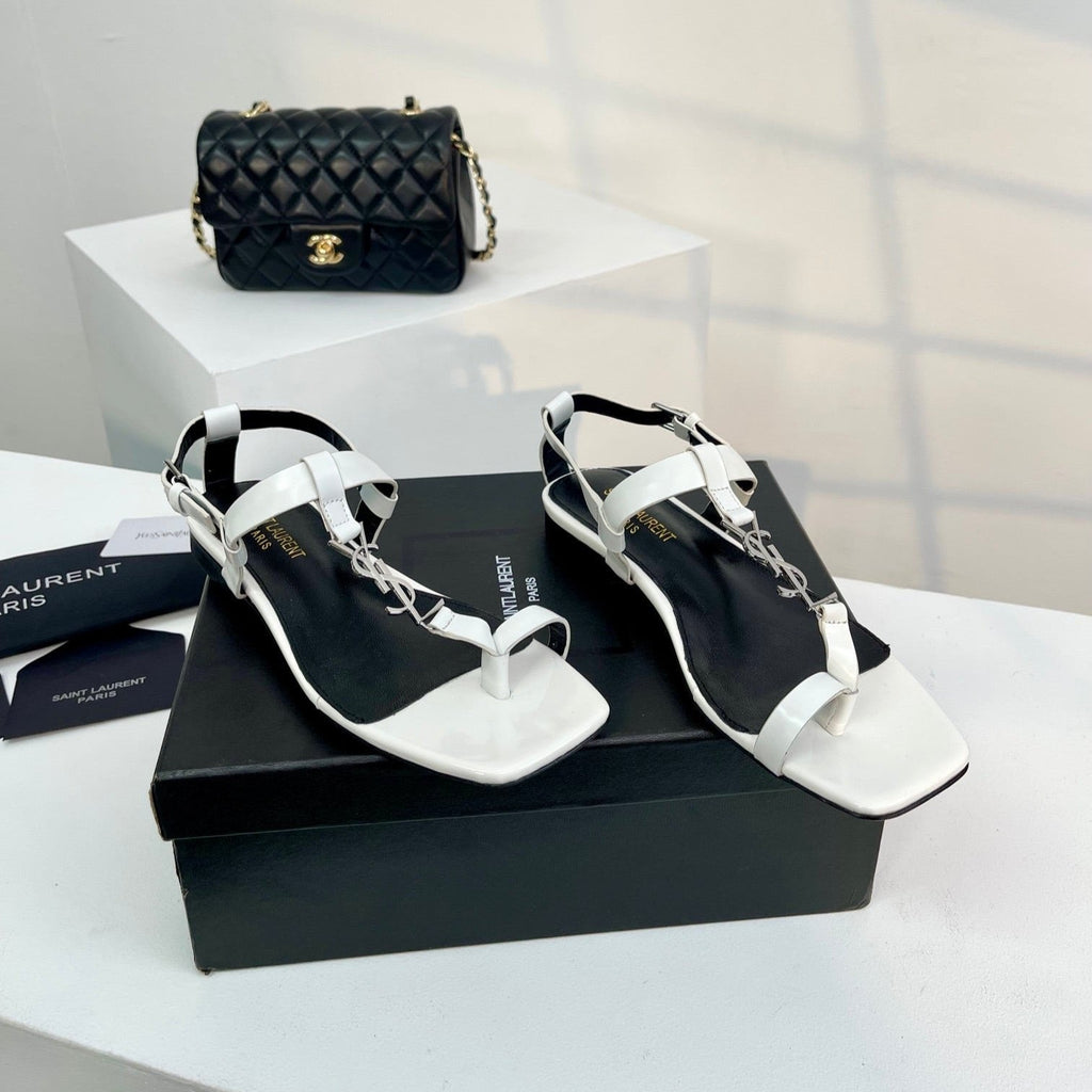 SL CASSANDRA ONE SANDAL FLAT WHITE CALFSKIN