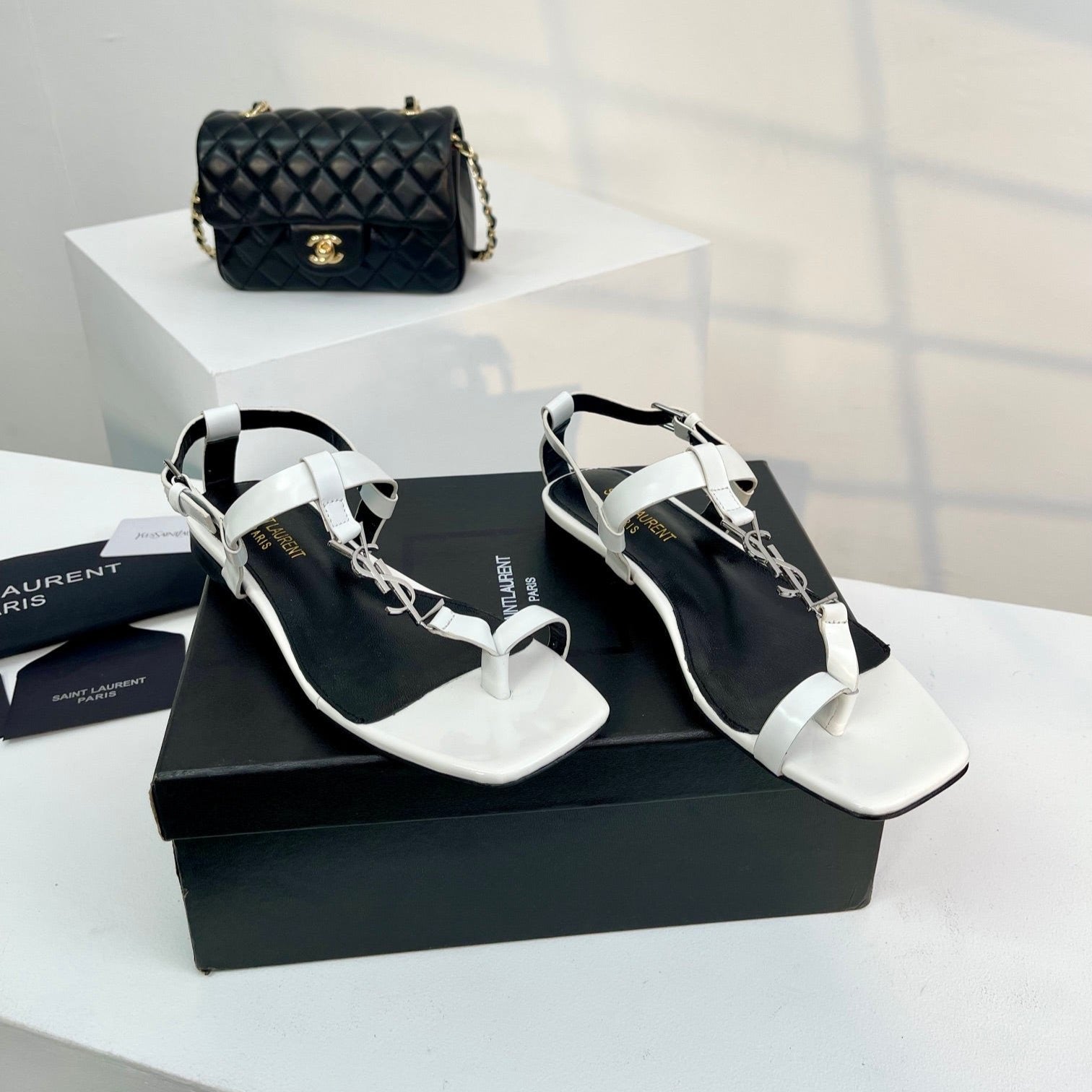 SL CASSANDRA ONE SANDAL FLAT WHITE CALFSKIN