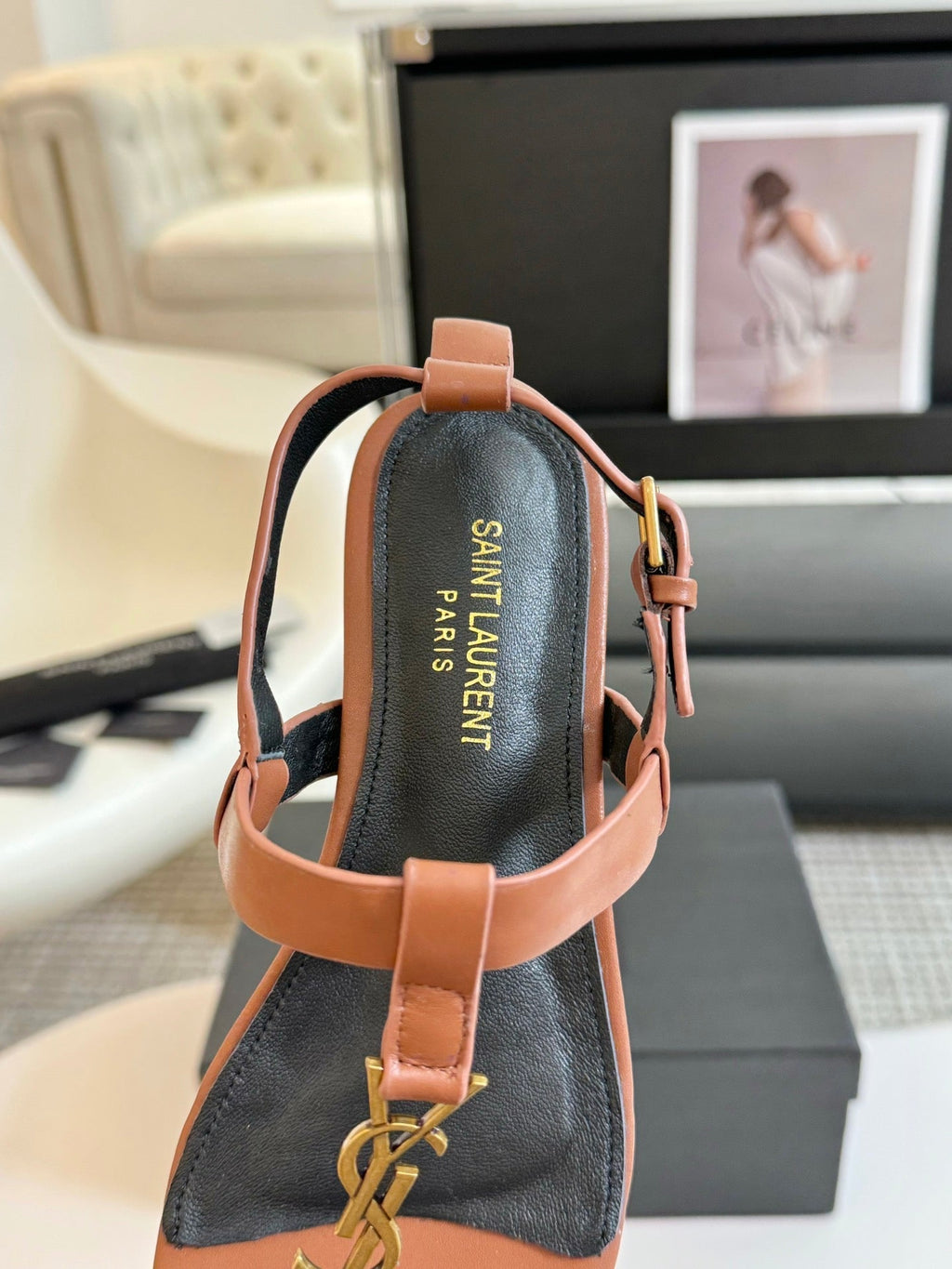 SL CASSANDRA ONE SANDAL FLAT CIDER CALFSKIN