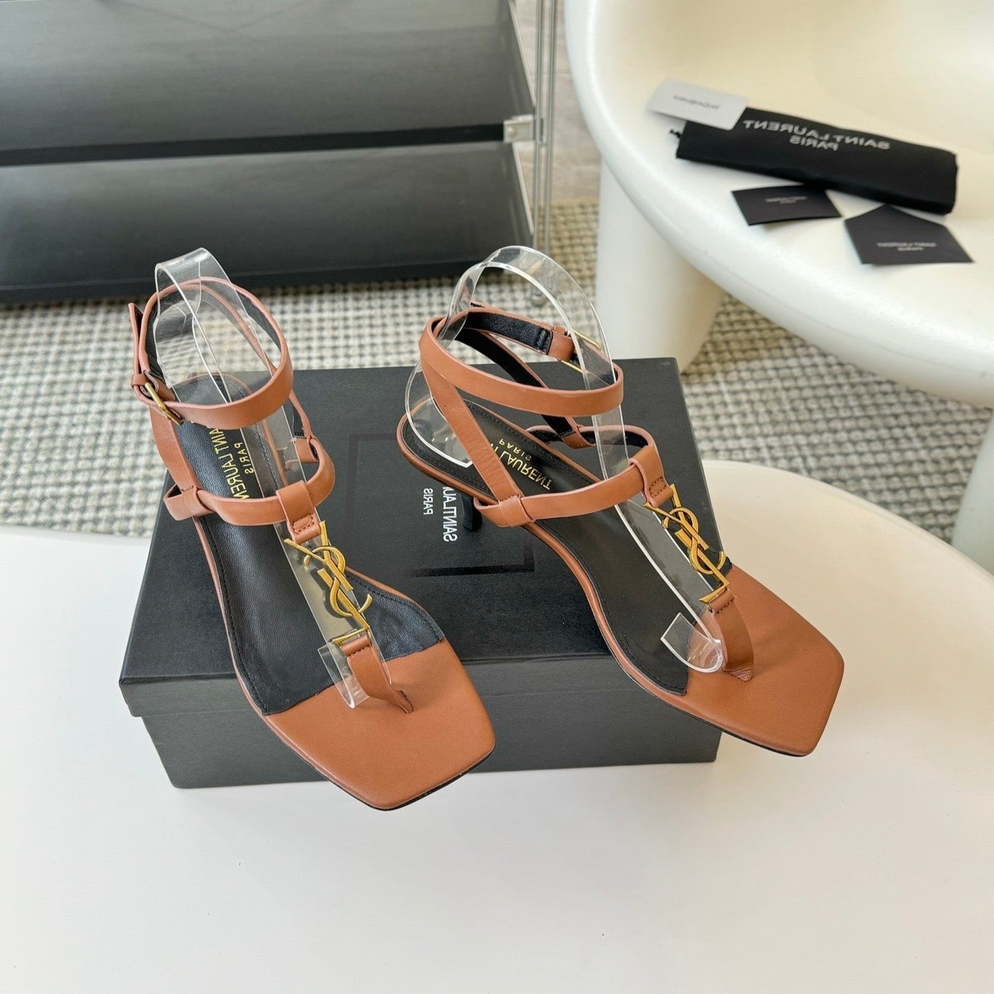 SL CASSANDRA MID-HEEL SANDAL CIDER CALFSKIN