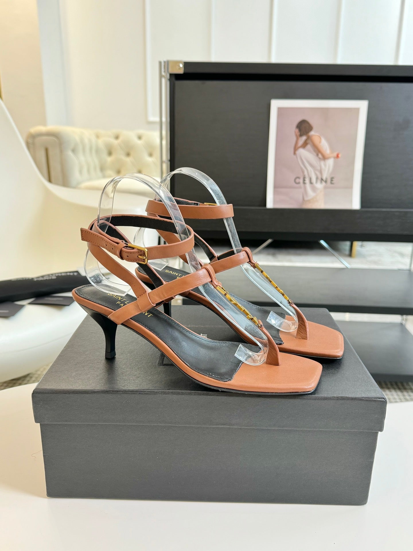 SL CASSANDRA MID-HEEL SANDAL CIDER CALFSKIN