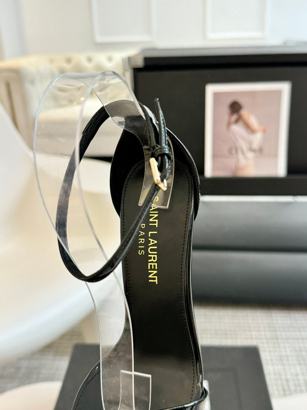 SL SQUARE-TOED HIGH HEELS BLACK CALFSKIN