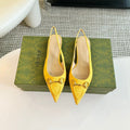 GG HORSEBIT SLINGBACK BALLET FLAT LEMON CANVAS