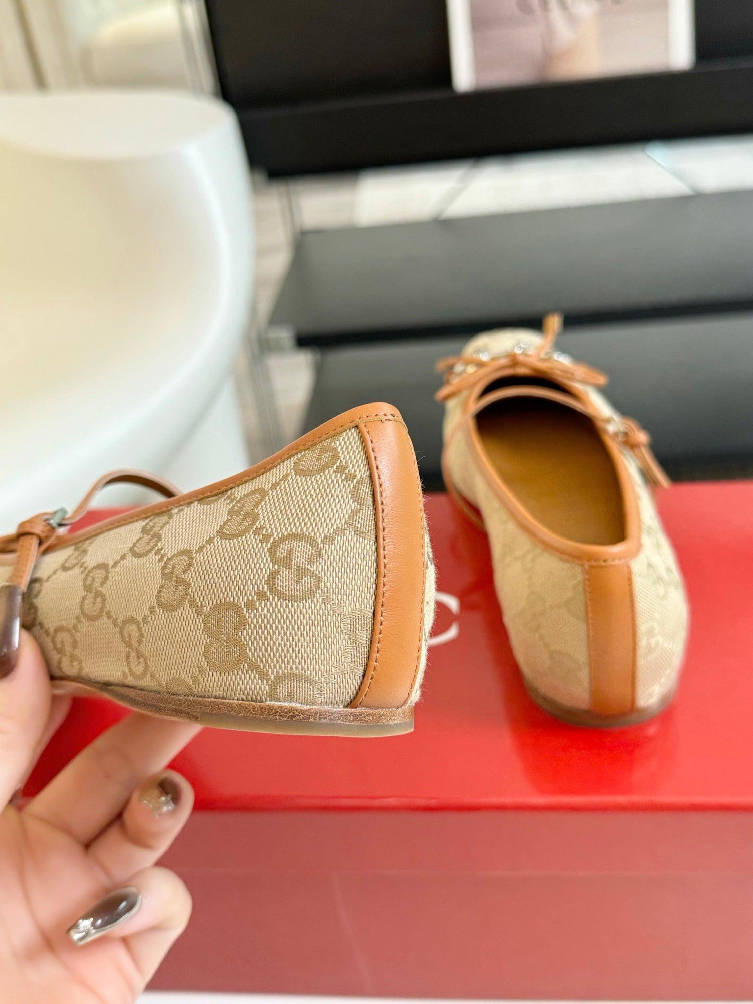 GG BALLET FLAT TORTILLA FABRIC