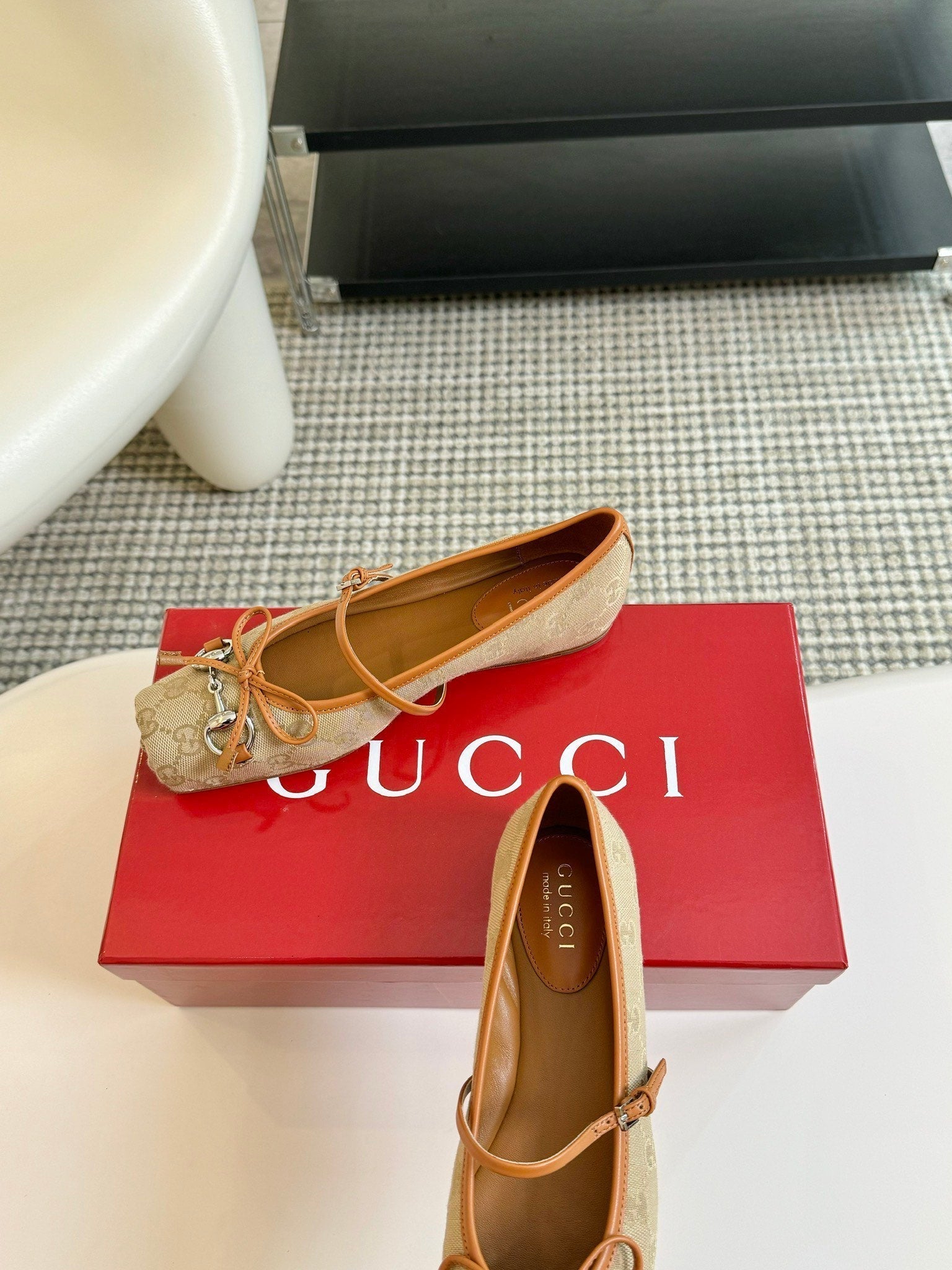 GG BALLET FLAT TORTILLA FABRIC