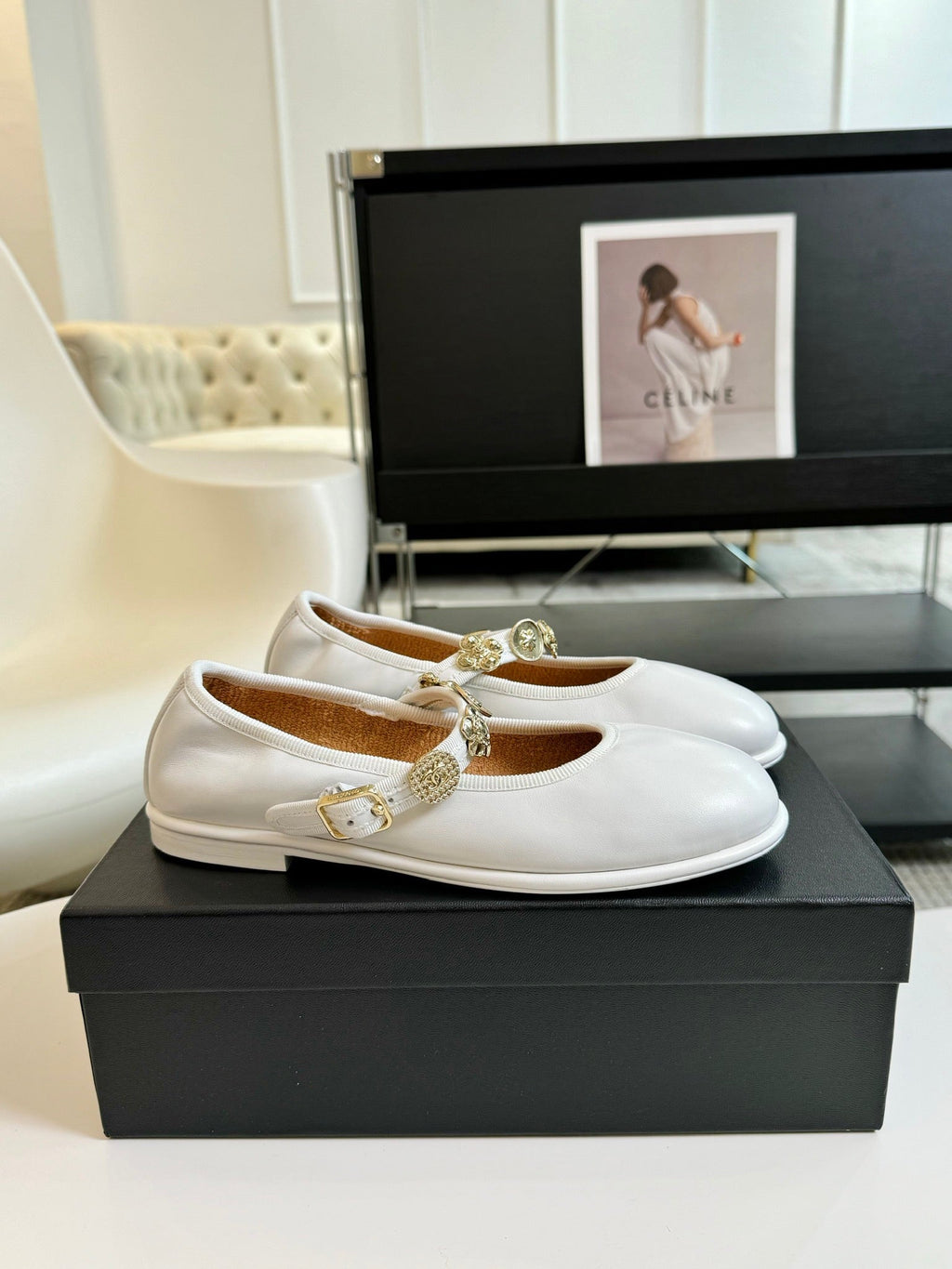 MARY JANE SHOES WHITE SHEEPSKIN