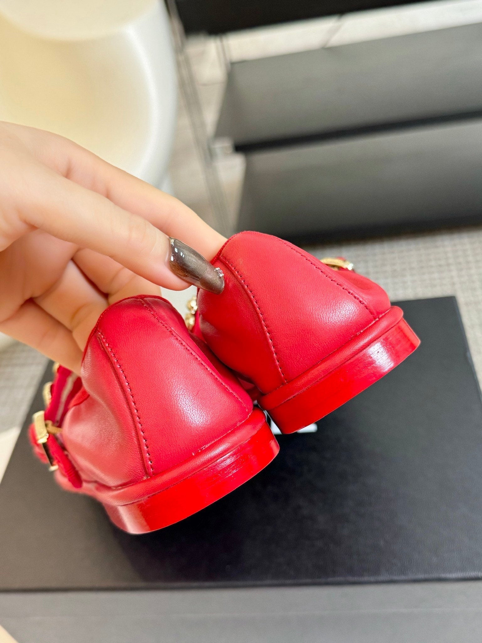 MARY JANE SHOES ROSE RED SHEEPSKIN