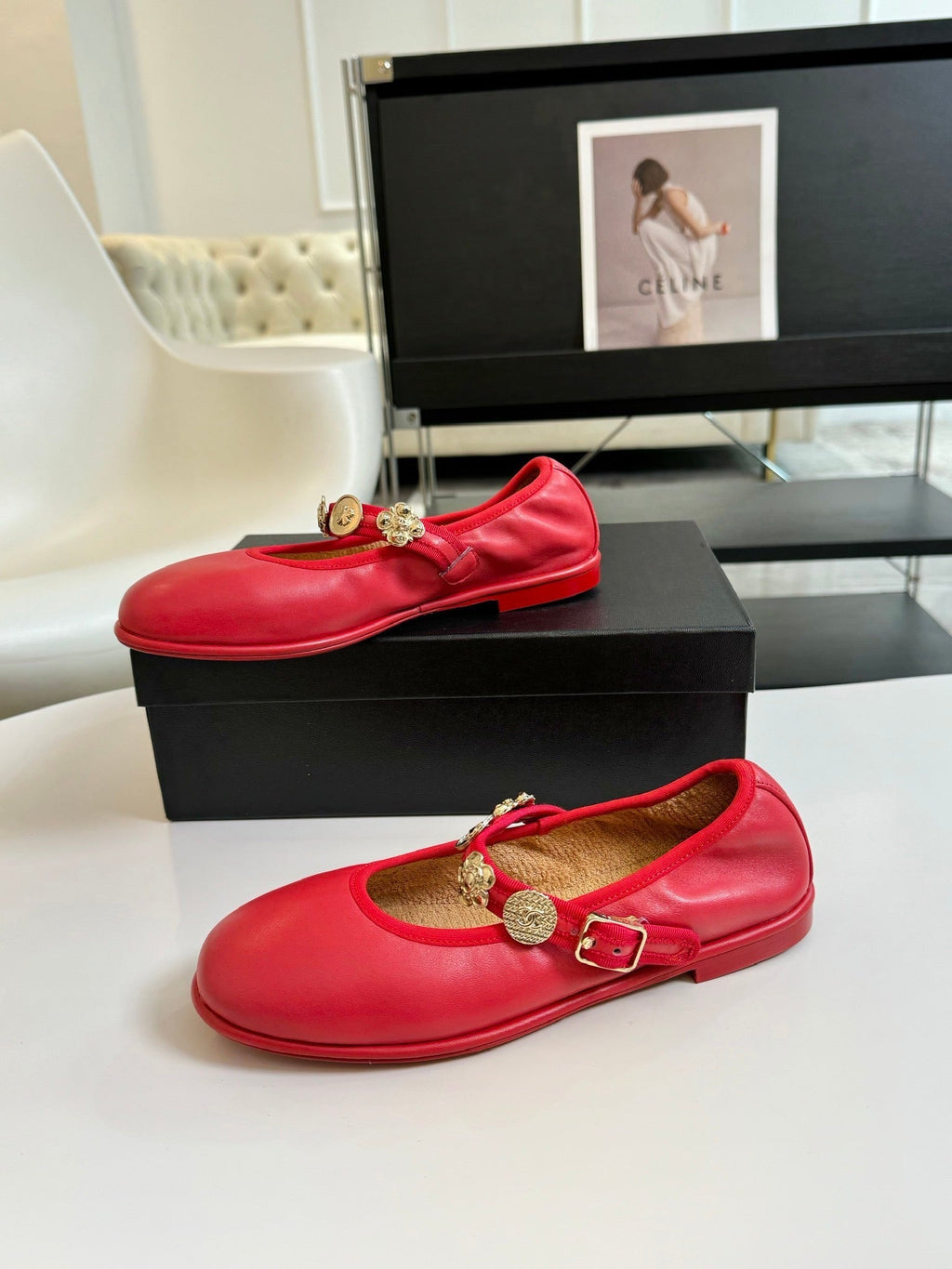 MARY JANE SHOES ROSE RED SHEEPSKIN