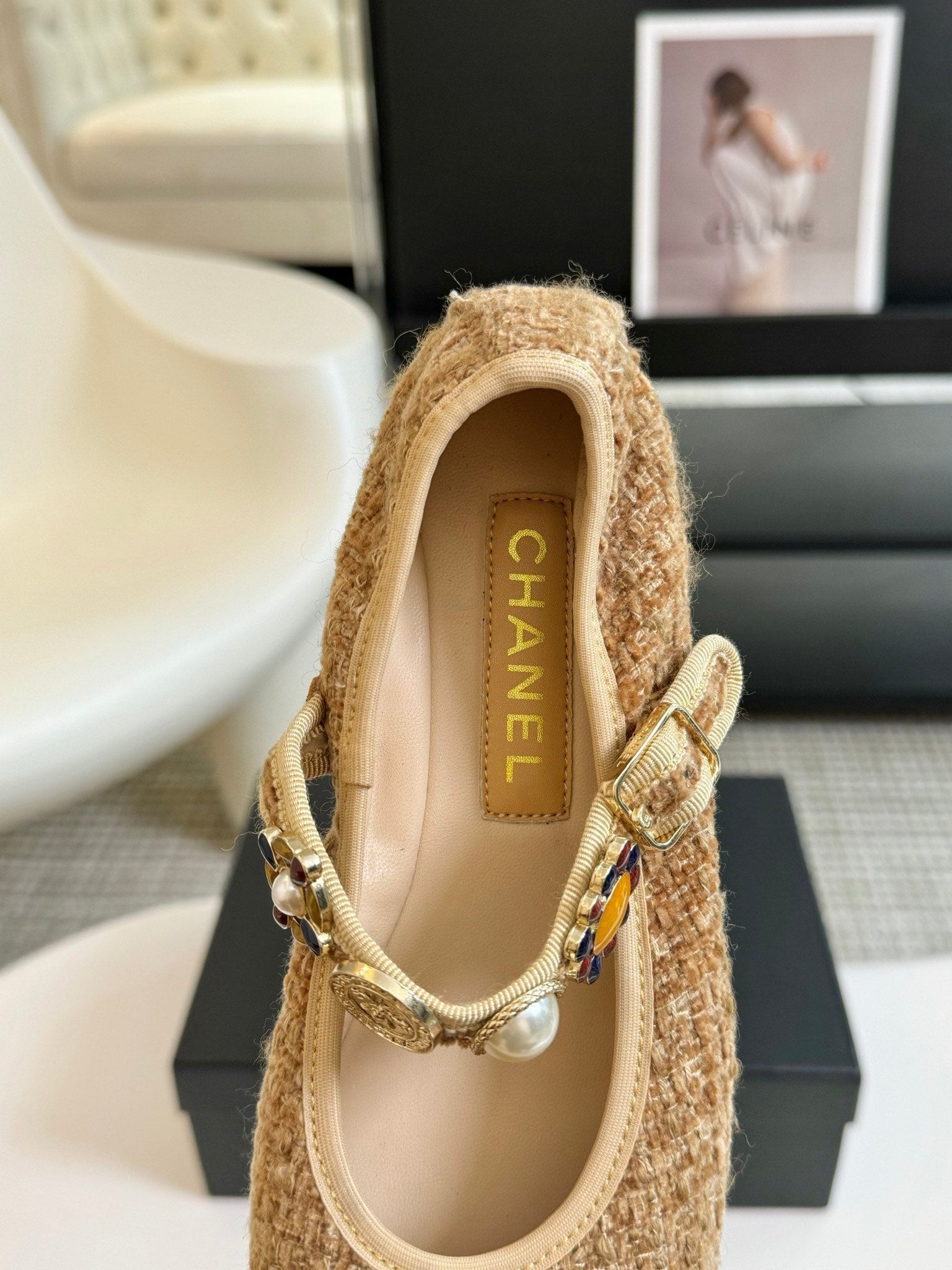 MARY JANE SHOES GRANOLA YELLOW WOOL TWEED