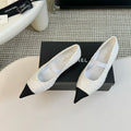 CC MARY JANE IN WHITE TWEED AND BLACK SATIN